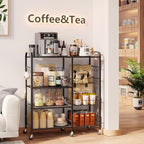 HapiRm Rolling Kitchen Microwave Cart - 4 Tier Microwave Table Stand with Pull-Out Baskets, Coffee Bar Baker's Rack with Wheels Rolling Storage Cart Organizer Shelf for Living Room Office, Balcony