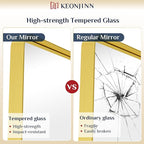 Keonjinn Gold Bathroom Mirrors for Over Sink, 32” x 36” Rounded Rectangle Brushed Gold Vanity Mirror, Anti-Rust Brass Mirror with HD Tempered Glass, Decorative Farmhouse Mirrors, Horizontal/Vertical