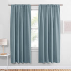 PONY DANCE Dusty Blue Curtains for Living Room 2 Panels Set, Lights Blocking Rod Pocket Design Thermal Insulated Privacy Curtains Draperies for Guest Room Playroom, Uranian Blue, 42 inches Wide