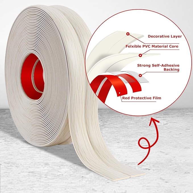 Flexible Wall Corner Protector Moulding Trim Peel and Stick Wall Corner Guards Edge Protector Self Adhesive Molding Trim Strip for Edge Ceiling (Beige Wood Grain, 0.8 in x 20 Ft)