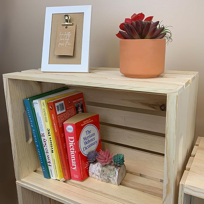 Wilson Large Wooden Pine Crate for Storage and Decoration at Home, Office, Kitchen, Bedroom, and Retail (12.5"x9.625"x17.875") (Set of 6) (6)