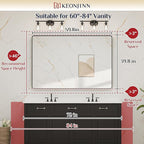 Keonjinn Black Bathroom Mirror for Over Sink, 60 x 40 Inch Large Rounded Rectangle Bathroom Vanity Mirror, Matte Black Farmhouse Wall Mirror, HD Tempered Glass, Seamless Aluminum Alloy Frame Mirror