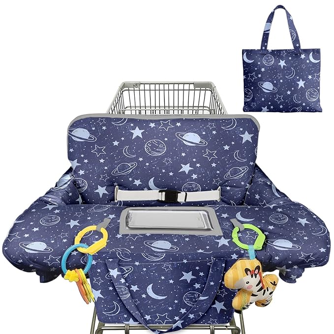 Shopping Cart Cover for Baby Girl Boy 2-in-1 High Chair Water Resistant High Chair Cover Blue Sailboat Gender Neutral Cart Cover for Babies Padded Grocery Cart Cover for Baby