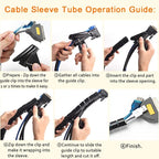 Black Computer Cable Management Sleeve Tube Under Desk Cord Organizer, 7/8 inch -5 ft Cover Wrap Easy to Install Messy Wire Solution for TV Office PC, Pet Chew and Bite Proof Cable Protector