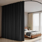 Room Divider Curtains Flexible Ceiling Tracks Set Curtain Track Ceiling Mount Blackout Curtain for Living Room Bedroom Ceiling Curtain Rod Privacy Dividers Panels W120 x H108 Black Drape & Black Rail
