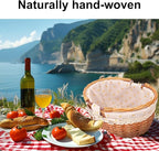 Wicker Picnic Basket with Double Folding Handles - 13.91 x 11.42 x 6.7 Inch Hand Woven Easter Basket, Natural Willow Picnic Basket with Handle, Woven Picnic Hamper for Outdoor Camping