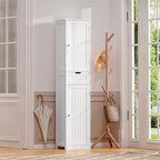 Iwell 67" Tall Bathroom Cabinet, Storage Cabinet with 2 Doors & 1 Drawer, Bathroom Storage Cabinets with Adjustable Shelves, for Living Room, Entryway, Home Office, White