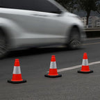 Fluorescent Orange/Green PVC Traffic Cones, Heavy Black Base Parking Lot Cone Structurally Stable Weatherproof Road Construction Safety Cones (8, Orange, 12" Small)