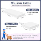 Upholstery Foam 2×24×72 Inch High Density Foam Strong Support Seat Foam for Couch Cushion Replacement Furniture Cushions Car Cushions DIY Projects (4PC)