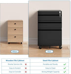 3 Drawer Mobile File Cabinet with Lock,Under Desk Storage Filing Cabinet for Home Office Fits A4 or Letter Size(Unassembled,Black)