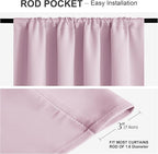 PONY DANCE Short Window Curtains - Kitchen Tiers Thermal Insulated Drapes Blinds Set Match with Curtain Panels for Girls Bedroom, 42 W x 36 L, Light Pink, 2 Pieces
