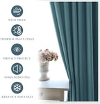 PONY DANCE Slate Blue 36 inch Length Curtains - Room Darkening Kitchen Solid Thermal Draperies Rod Pocket Short Panels Drapes for Bedroom Window Treatments, 42 W by 36-inch L,Slateblue, 2 PCs