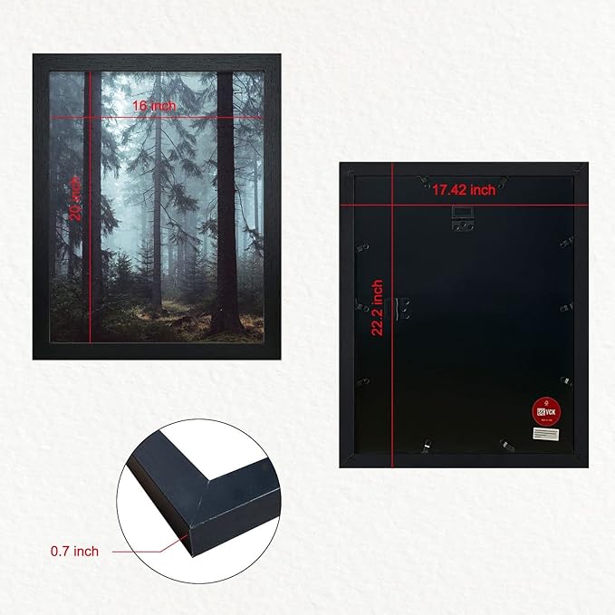 VCK 16x20 Poster Frame in Black with Polished Plexiglass Set of 5 Horizontal and Vertical Formats with Included Hanging Hardware