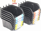 Pegboard Bins Kit 12 PACK Black Pegboard Parts Storage Tool Peg Borad Workbench Bins Organize Hardware,Attachments,Accessories (12 Pack)
