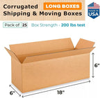 Long Moving & Shipping Boxes 18"L x 6"W x 6"H (25-Pack) - Extra Strength 200 lb vs Regular - Corrugated Boxes for Packaging Moving Stuff - Box for Packaging - Heavy Duty Box by IDL Packaging