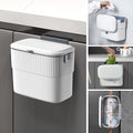 ELPHECO Kitchen Compost Bin with Lid 1.8 Gallon Hanging Trash Can with Lid, 7 Liter Wall-Mounted Garbage Can for Kitchen Cabinet Door, Small Under Sink Trash Can for Cupboard, Bathroom, Office