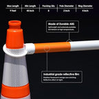 8 Pack Min 4' Feet to Max 7' Feet Retractable Traffic Cone Bars, Expandable Reflective Cone Bars for Parking Lot Safety, Portable Temporary Barriers Barricades for Road Work Construction