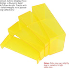 ELEGANTLIFE Acrylic Display Riser,4.3mm Heavy Duty Crystal Display Stand Shelf Layered Aesthetic, Jewelry Display Shelf Risers for Décor,4 Pack Set Multi-color (Yellow)