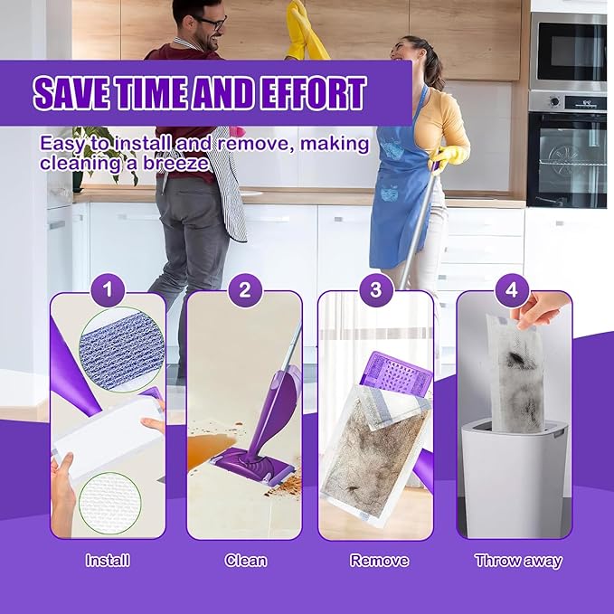 30 Pack Mopping Pad Refills Compatible with Swiffer Wet Jet Spray Mop - Wet Jet Refills for Multi Surface Hardwood Floor Cleaning, 4 Layers Thickened & Durable | Super Absorbent