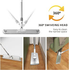 Flat Microfiber Mop for Floor Cleaning, 23.6 Inch Extra-Wide Aluminum Base Mop with Adjustable Handle, 360° Swivel Dry & Wet Mop with 4 Washable Reusable Pads – LJGG