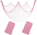 2 Pack Fish Net Decorations, 80x40 Inch Light Pink Fishing Net Decor for Under The Sea Mermaid Beach Theme Party, 3mm Thick Natural Cotton Versatile Nautical Netting for Party Wall Table Ceiling Decor