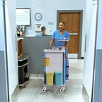 Medical Rolling Storage Crash Cart with Wheels - Adjustable IV Pole, Silent Casters, Needle Disposal Holder, Trash Bin, O2 Holder - Nursing Emergency Cart for Clinic, Hospital, Salon, Lab