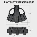 2FT 2 Pack 12 Gauge 3 Outlet Outdoor Extension Cord 12/3 Heavy Duty SJTW Power Cord 3 Way Waterproof Power Cable 3 Prong Grounded 12AWG 15Amp 1875W ETL Listed
