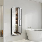 FORBATH Bathroom Mirror 20" x 55", Rectangle Black Bathroom Mirror with Black Aluminum Frame Rounded Corner, Wall Mounted Mirror for Bedroom Entryway Living Room