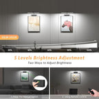 Lightbiz Picture Light 2 Pcs, 15.35inch 5400mAh Rechargeable Picture Lights for Wall Battery Operated Wall Lights with Remote, 3 Colors Paintings Light Dimmable Art Light for Artwork, Gallery (Black)