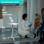 Adjustable Rolling Medical Cart: Pneumatic Mobile Workstation with iPad Enclosure for 9.7-13" iPad and Tablet - Ideal for Hospital Dental Clinic Office