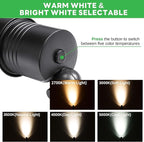 Landscape Spotlights Low Voltage - 2700K/3000K/3500K/4000K/5000K Selectable Uplights, 12V Wired LED Spot Lights Outdoor Waterproof, Aluminum Black for Outside Trees Wall 4 Pack