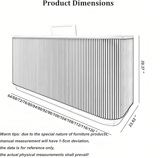 Beauty Salon Reception Desk, Striped Decorative Reception Desk Retail Counter Reception Counter Commercial Retail Counter for Office Reception Salon, Ships in One Piece, Customized Logo