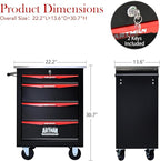 4 Drawer Rolling Tool Chest with Locker, 22.2" D Metal Movable Lockable Tool Cart Box Multi-Functional Hardware Storage Cabinet Box for Warehouse Basement Home Pantry Garage