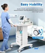 Medical Trolley Cart with Drawers & Wheels - Rolling Hospital Utility Cart for Clinics, Dental Offices, Beauty Salons, 18"x17"x30" Mobile Storage Cart with Locking Casters