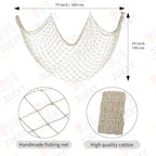 ZUEXT Beige Decorative Fishing Net 80x40 Inch, 2 Pack Large Picture Fish Net, Wall Photo Hanging Fishnet for Nautical Mermaid Pirate Ocean Themed Hawaii Beach Under the Sea Party Decorations
