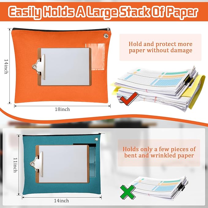 4 Pcs Interoffice Mailer Canvas Transit Sack Zipper Bag 18" x 14" Large Zipper Pouch with Grommet Interoffice Mail Bag (Orange)