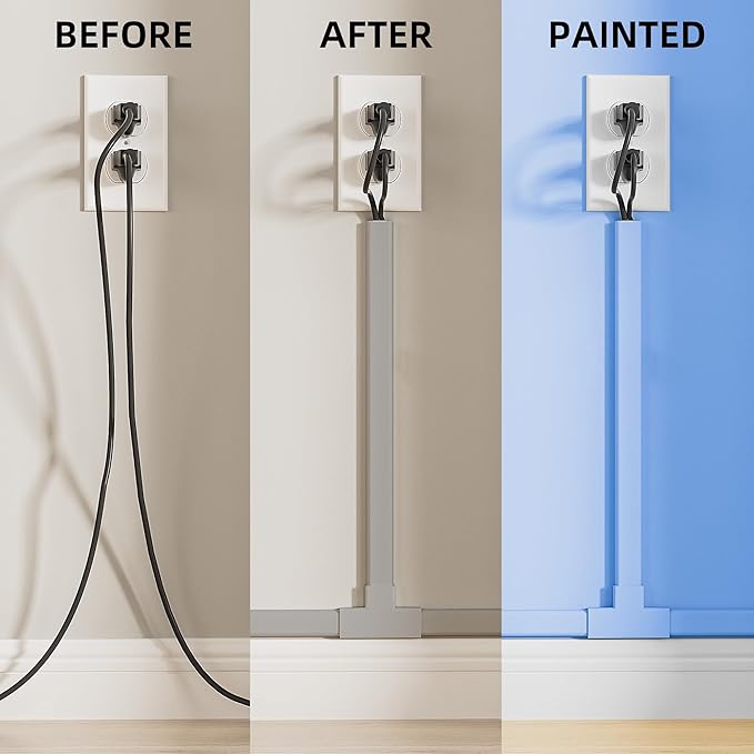 Delamu 142in Grey Cord Hider Cable Hider, Cord Covers for 2-3 Wires on Wall, Premium Wire Hiders Wire Covers for Cords on Wall, Easier Setup TV Cable Cover Management Kit, W0.94 H0.47in, Grey