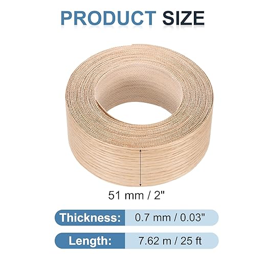 PATIKIL Red Oak Edge Banding, 2 in x 25 ft Wood Veneer Tape, Pre-glued Flexible