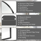 Black Wall Mirror 30" x 20", Modern Mantel Minimalist Home Decor, Brushed Black Metal Framed Arched Mirror for Living Room, Bedroom, Fireplace, Mantle, Entryway, Bathroom