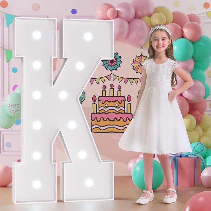 Light Up Letters, Marquee Letters 4 Feet Tall with Cool White Light, Large Letter for Party Graduation Homecoming Wedding Event Decoration, Marry Me Light Up Letter 4ft Marquee Sign Letras K
