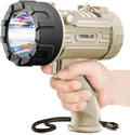 YIERBLUE Rechargeable Spotlight Flashlight with 1000000 High Lumen LED, IP67 Waterproof Long Running Spot Light searchlight, Impact Resistant Handheld Spotlight with Foldable Stand and Red Lens