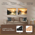 Travelization Magnetic Poster Hanger 30” Poster Frame with Strong Magnets, Complete Hanging Kit for Posters, Art, Maps, and More, Fits 30x20, 30x30, 30x40, and 30x48, Teak Wood