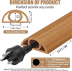 Floor Cord Cover Self Adhesive Cord Hider,10FT Cable Management, Extension Strip Protector for Wires, Prevent Cable Trips for Offices, Gyms, Exhibitions Cavity:0.3"(W) x 0.28"(H) Brown Wood