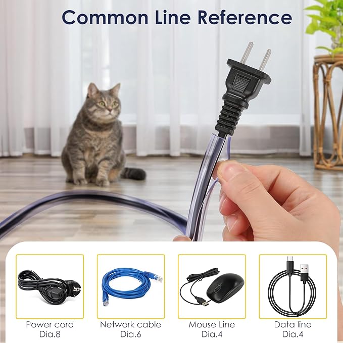 Dog and Cat Cord Protector from Pets No-Chew Solution, Pet Wire Flexible Cable Sleeve 10ft/2mm Thick, 1/2in Diameter Wire Protector Tubing for Cord, Cable Cover for USB Charger,Odorless,2Pack