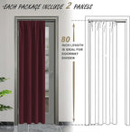 JIUZHEN Christmas 80 Inch Length Door Curtains for Doorway Privacy Insulated Blackout Curtains with Tiebacks Rod Pocket Room Divider Curtain Cover for Closet Door, Set of 2, 42 x 80 Inch, Burgundy