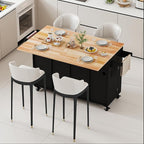 59’’ Rolling Kitchen Island Cart with Drop Leaf and Power Outlet, Movable Kitchen Islands with 3-Tier Door Storage Shelf, Island Table on Wheels, 2 Large Drawers, Towel Racks, Black