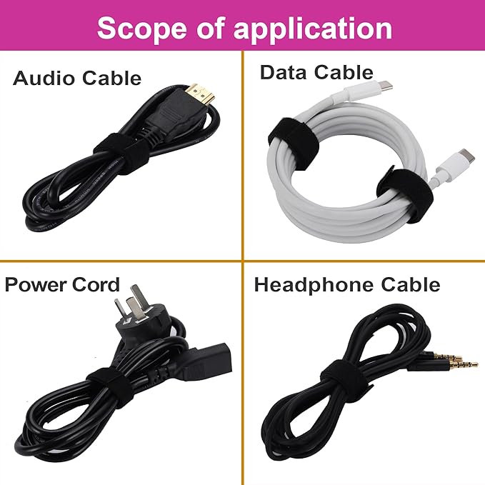Cable Ties Reusable Straps Cable Wire Management Roll Black Fastening Double Sided Hook and Loop Tape 25Yard(3/4 inch)