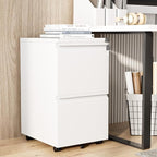Greenvelly 2 Drawer Mobile File Cabinet with Lock, Metal Filing Cabinet on Wheels, Under Desk File Cabinet for Home Office Organizer Letter/Legal/A4 File (Assembly Required, White)