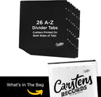 Carstens Records Heavy Duty Vinyl Album Dividers | 12" LP Separators with Tabs | Made in The USA | Music Organizer Tabs for Collectors (Black, Double-Sided, A-Z Vertical Tabs, 26 Tab Set)
