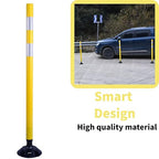 8 Pack Traffic Delineator Posts – High Visibility Reflective Safety Cones with Spring Base for Roadway, Parking, Garage, Construction Zones (Yellow, 48 Inch)